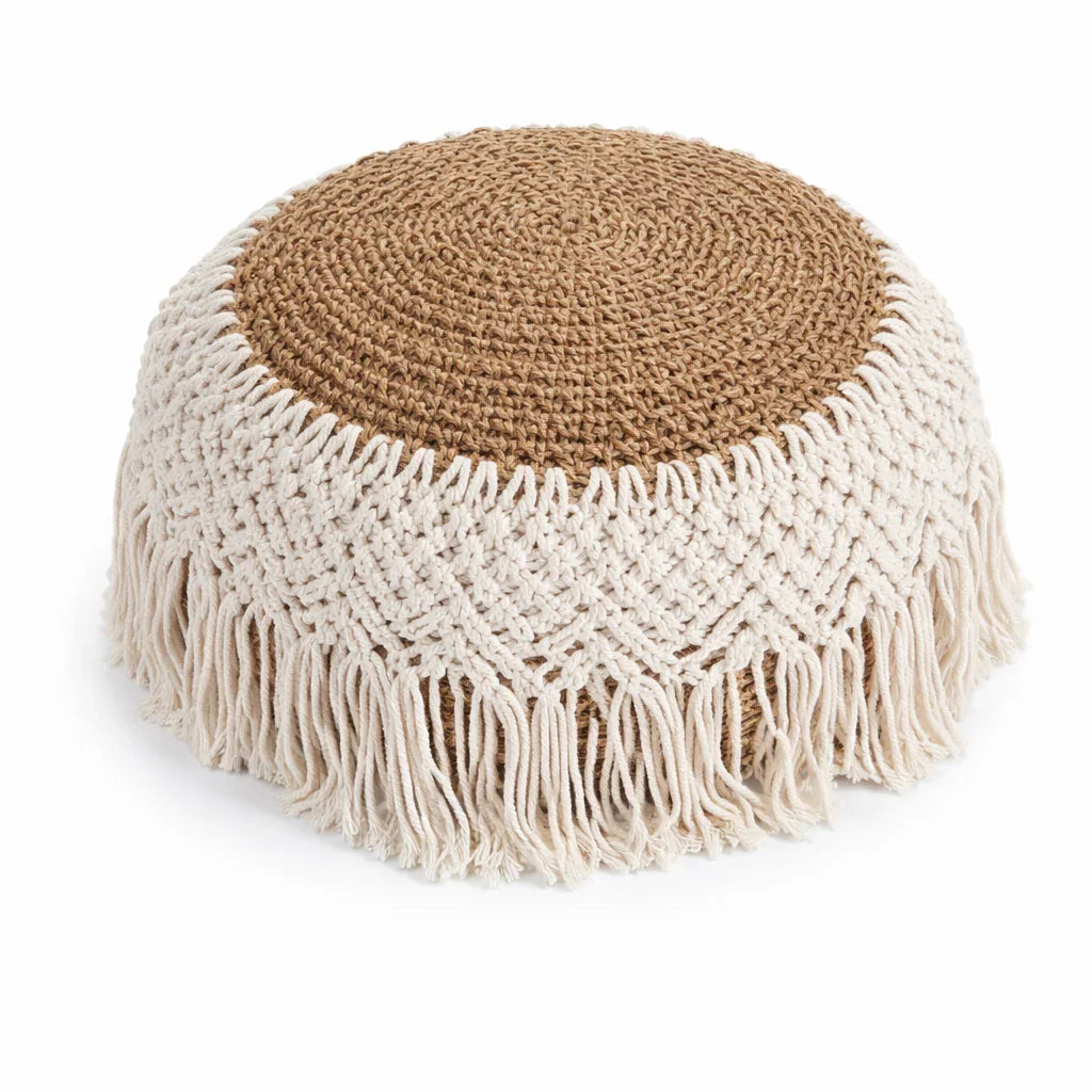 Heavenly Angel Rope Pouf White - Heavenly Home Furniture