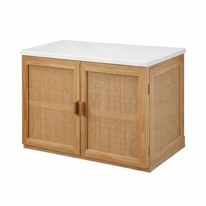Heavenly Rattan & Teak Vanity With Marble Top - Heavenly Home Furniture