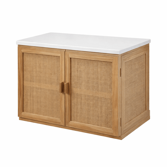 Heavenly Rattan & Teak Vanity With Marble Top - Heavenly Home Furniture