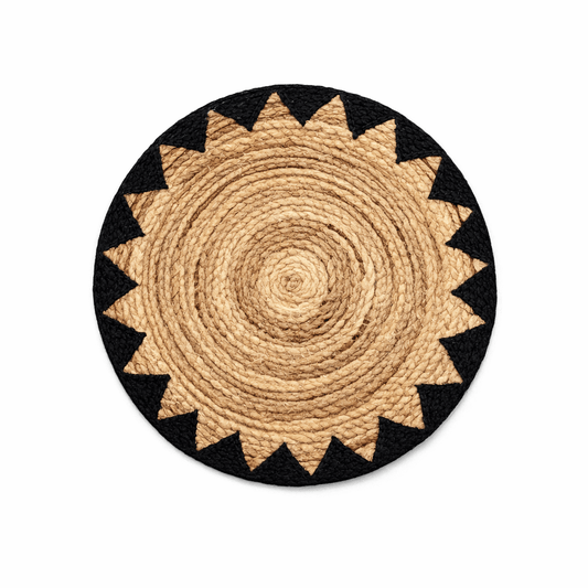 Heavenly Rattan/ Cotton Round Wall Art - Heavenly Home Furniture
