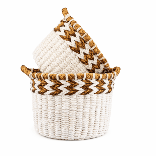Heavenly White Rip Basket Set Of 2 - Heavenly Home Furniture