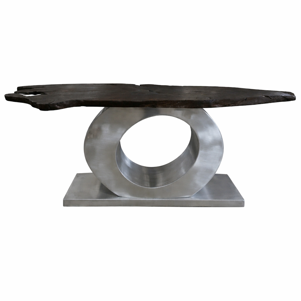 Heavenly Aluminum, Glass & Wood Table