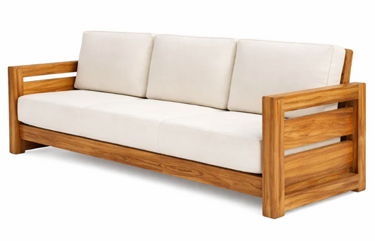 Teak Wood Three-Seater Sofa
