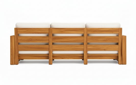 Teak Wood Three-Seater Sofa