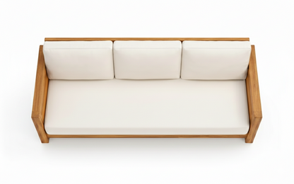 Teak Wood Three-Seater Sofa
