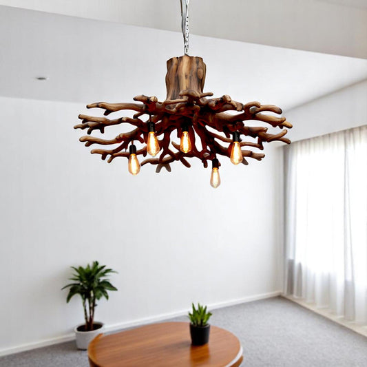 Abstract Art Light handcrafted from Suar wood with Javanese artistry and warm ambient glow – Heavenly Home Furniture