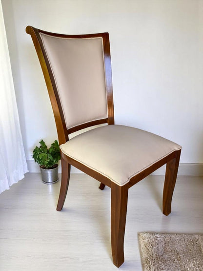 Javanese Agoya teakwood dining chair with cream upholstery – Heavenly Home Furniture