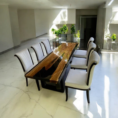 Midnight Black Teakwood & Resin Dining Table – Heavenly Home Furniture Bali