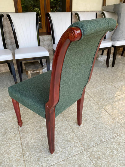 Modern teakwood dining chair with curved backrest and ergonomic design